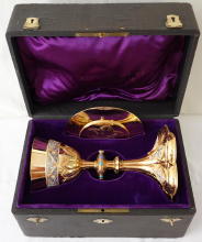 Solid silver gilt antique French Gothic Chalice.